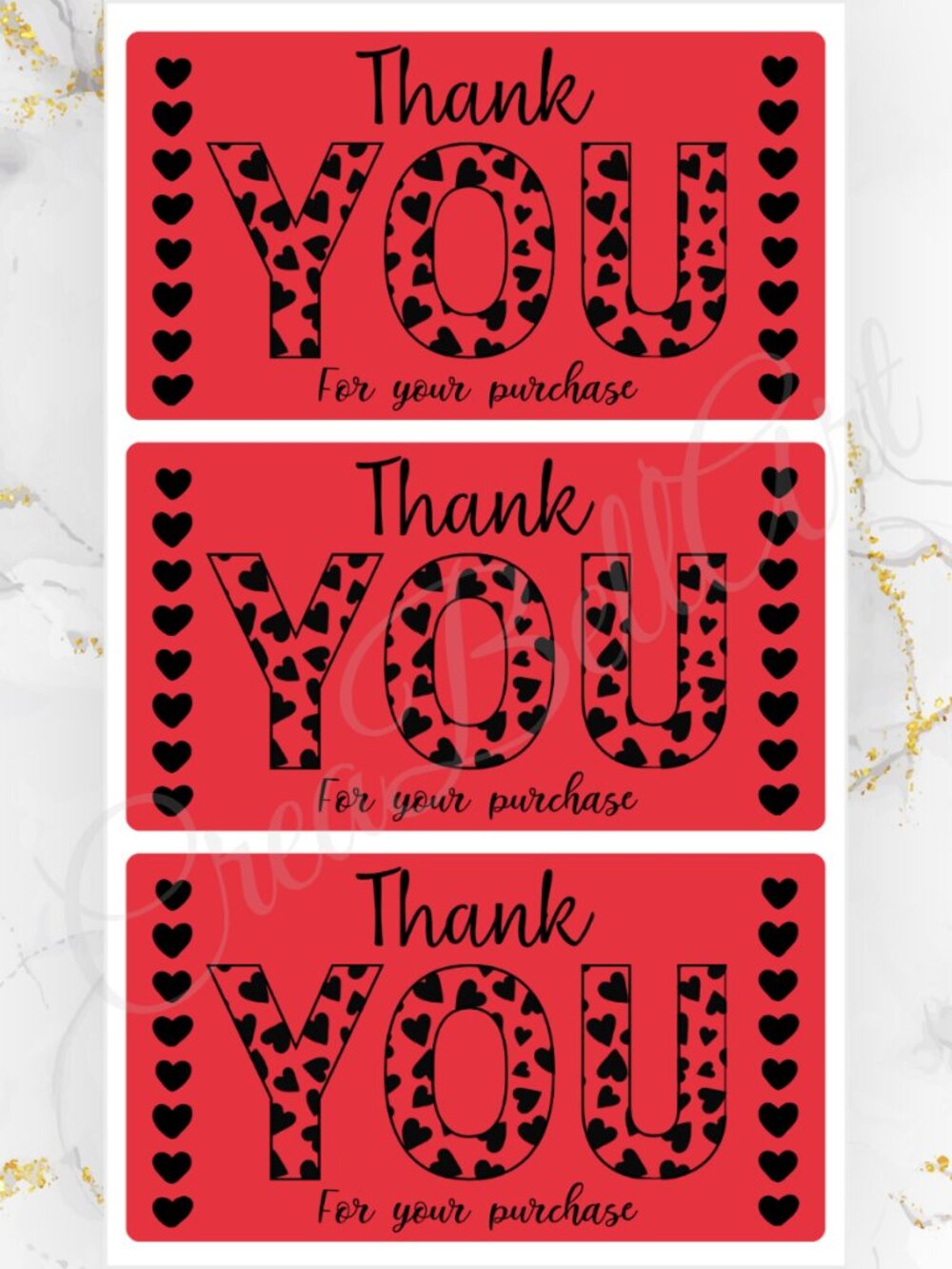 100 Cute Hearts Thank You Stickers for Packaging | Small Business Labels